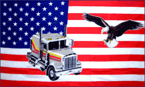 USA Flag With Eagle and Truck